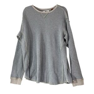 Tommy Hilfiger Mens L Waffle-Knit Long-Sleeve Crewneck Thermal Top‎ Distressed